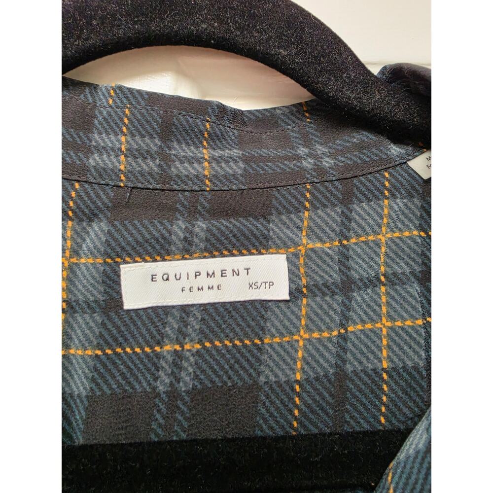Equipment Silk Plaid Shirt Dress Green XS - Picture 3 of 7